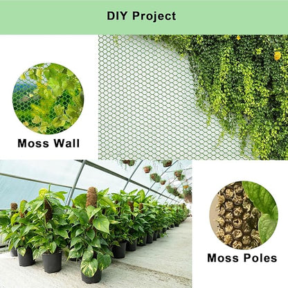 vensovo Plastic Wire Mesh 16IN x 33FT Roll - Green Chicken Wire Fencing for Poultry, Gardening Barrier, Balcony Guard for Cats and Dogs, Floral Craft Mesh with 60 Zip Ties