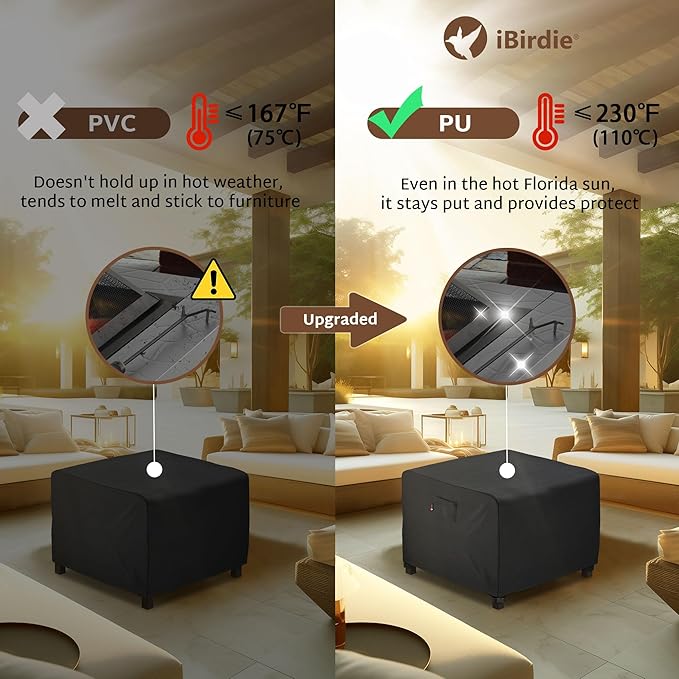 iBirdie Square Fire Pit Cover 40 x 40 inch Outdoor Waterproof and Weatherproof Heavy Duty 600D Patio Fireplaces Table Coffee Table Cover