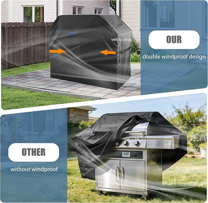 Grill Cover, Heavy Duty BBQ Grill Cover for Outdoor Grill, Waterproof, Anti-UV, Rip-Proof, Barbecue Cover with Adjustable Straps, Compatible for Weber, Charbroil, etc. Black (60'' x 28'' x 44'')