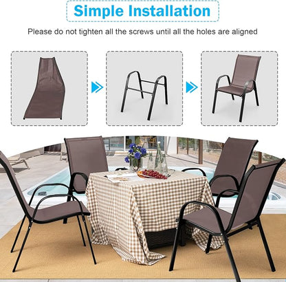 Tangkula Patio Dining Chairs Set of 2, Outdoor Stackable All Weather Heavy Duty - Image 5