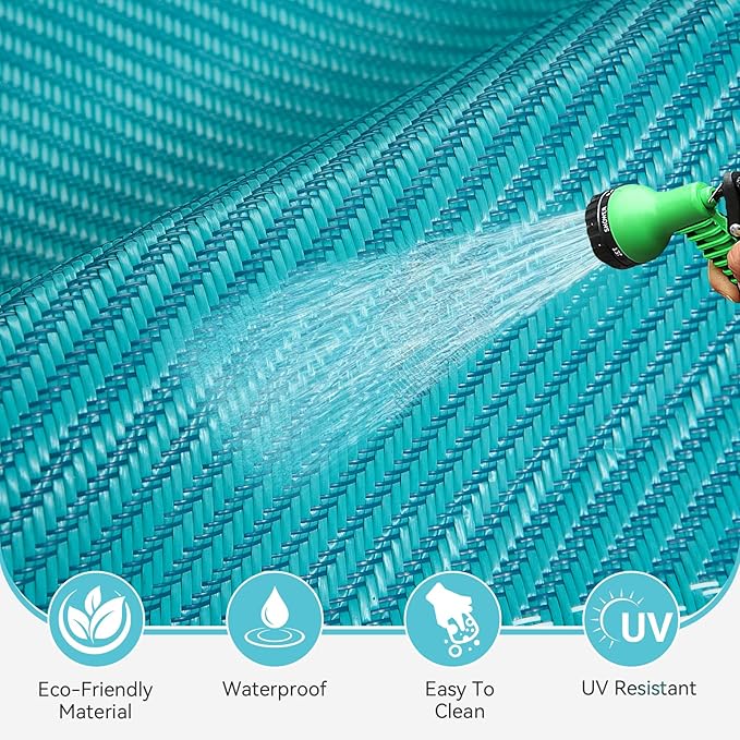 UKISS Outdoor Rug Carpet，Reversible Portable Plastic Straw Camping Rugs， 8' x 10' Waterproof Mat， Large Outdoor Area Rugs for Patio，RV, Picnic, Backyard, Deck, Balcony, Porch, Beach, Green