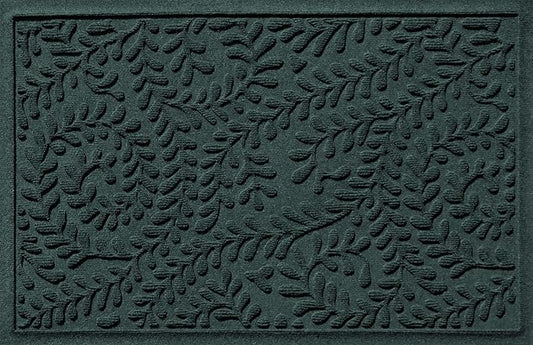 WaterHog Indoor/Outdoor Door Mat, 2' x 3', Made in USA, Durable & Skid-Resistant Front Door Rug, Decorative, Water-Trapping & Heavy-Duty Entryway Floor Mat For Your Home, Boxwood Collection, Evergreen