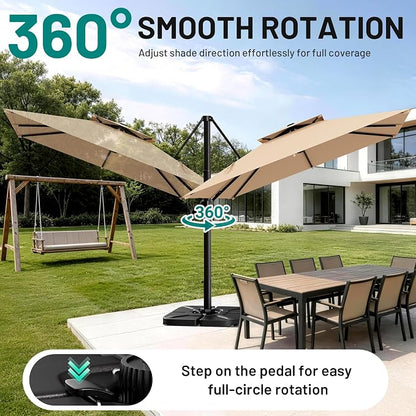 12×12 FT Double-Top Cantilever Patio Umbrella, Outdoor Umbrellas - Image 3