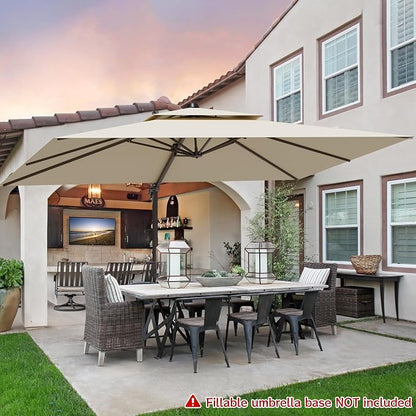 9x12FT Cantilever Patio Umbrella Heavy-Duty Aluminum | 360° Rotating Double - Image 7