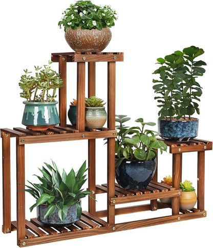Pine Wood Plant Stand Indoor Outdoor Multi Layer Flower Shelf Rack | Higher and by COOGOU
