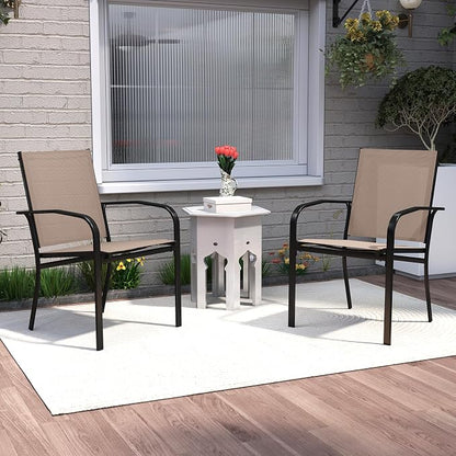 GIANTEX Stackable Patio Chairs Set of 2, All Weather Outdoor Dining Chairs - Image 2