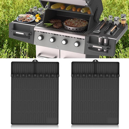 Silicone Griddle Tools Mat for Blackstone - Large Silicone Spatula Mat with Drip Pad - Griddle Mats BBQ Grill Accessories - Side Shelf Mats Grill Pad for Blackstone Griddles Accessories(Black)