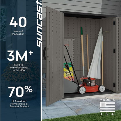 Suncast 54 Cu Ft Medium Vertical Storage Shed, Made in USA - Image 10