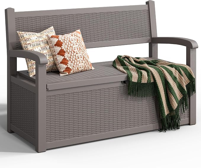 80 Gallon Outdoor Storage Bench, Resin Outdoor Storage Box by Unknown