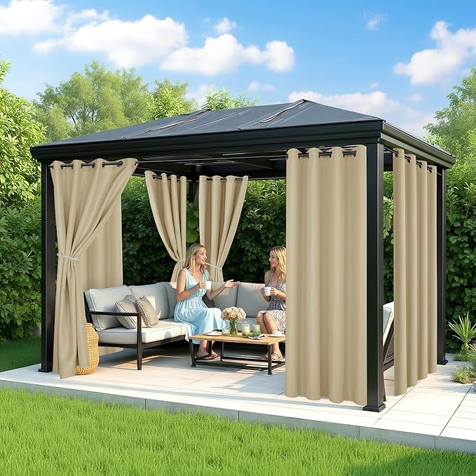 Outdoor Curtains for Patio Waterproof, 6 Drape Panels, Sun Shades | Privacy & - Image 4
