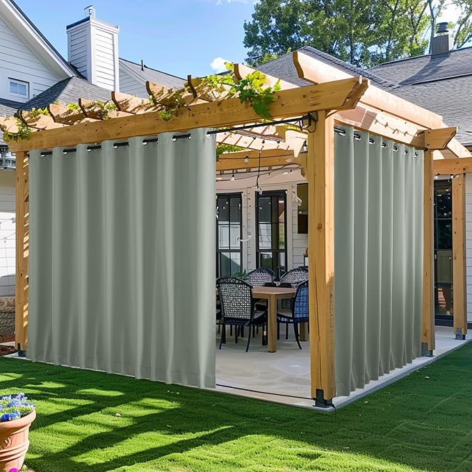 NICETOWN Patio Curtains Outdoor Waterproof W100 x L95 in Sage Green | Windproof by NICETOWN