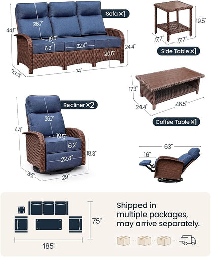 Resort-Grade Recliners Patio Furniture, 6.2" Ultra Thick Cushions | Heavy Duty - Image 2