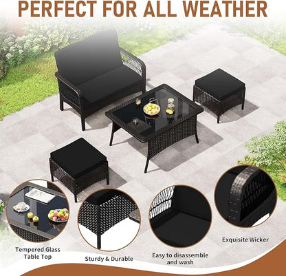 Patio Furniture Set Outdoor Rattan Chair Wicker Sofa Garden Conversation Bistro - Image 3