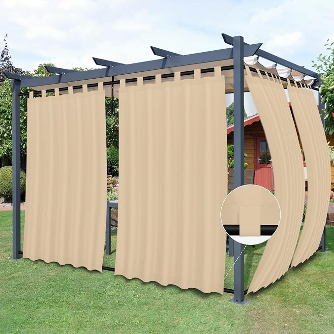 Easy-Going Outdoor Patio Curtains 2 Panels, 54x84 inch, Porch and Pergola by Easy-Going