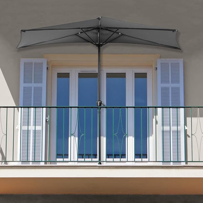 Half Umbrella Outdoor Patio Shade - 9 ft Patio Umbrella - Small Canopy - Image 6