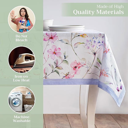 Maison d' Hermine Table Cloth Rectangle Table 100% Cotton 60 x 108 Inches Tablecloth Reusable Decorative for Dining Room, Farmhouse, Home, Party, Festive & Wedding Spring Summer - Summer Floral