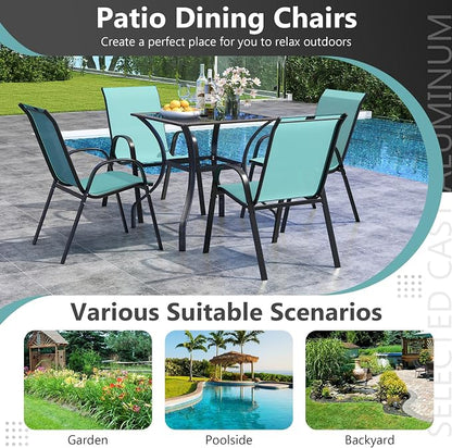 COSTWAY Patio Stackable Dining Chairs Set of 4 - Image 8