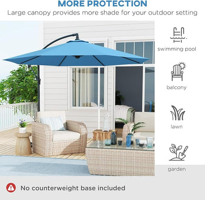 Outsunny 10' Cantilever Hanging Tilt Offset Patio Umbrella | UV & Water - Image 6