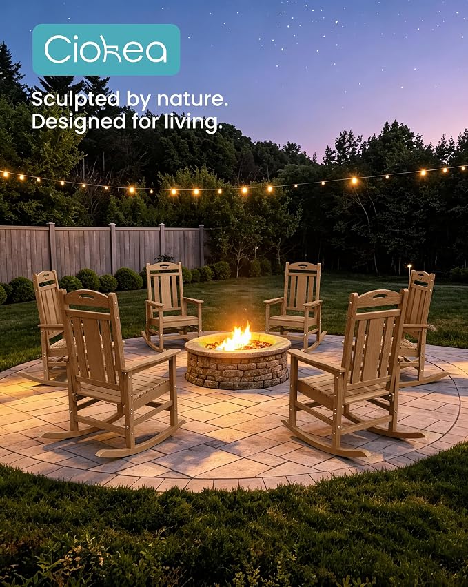 Oversized Outdoor Rocking Chairs Set of 8, 380lbs Heavy-Duty Large Patio Rocker - Image 4