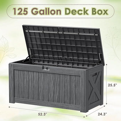 Devoko 125 Gallon Outdoor Storage Box, Waterproof Resin Deck Box | - Image 7