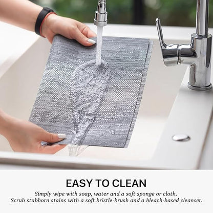 LEXMORE Placemats Set of 6 Vinyl/Plastic Woven Place Mats for Kitchen Table Indoor/Outdoor Washable Placemat Wipeable Dining Table Mats(Ombre Gray)