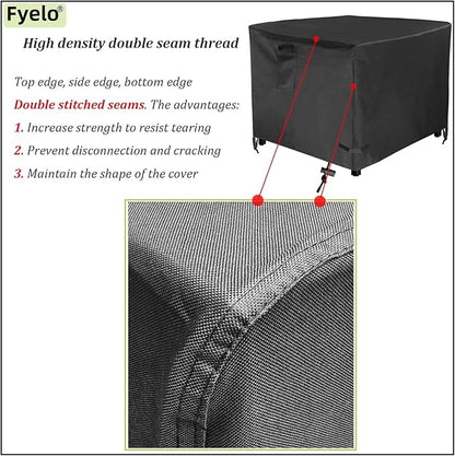 Square 36 Inch Gas Fire Pit Cover 36"L x 36"W x 24"H Waterproof Heavy duty Outdoor Cover for Patio Firepit Table, Black