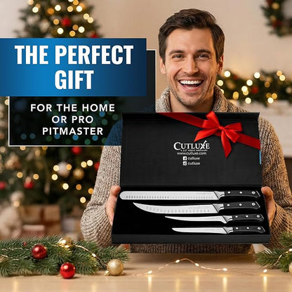 Cutluxe Butcher Knife Set – BBQ Brisket, Breaking, Boning & Fillet knives - Carving Knife Set for Meat Cutting, Ultra Sharp German Steel, Full Tang, Ergonomic Handles – Artisan Series