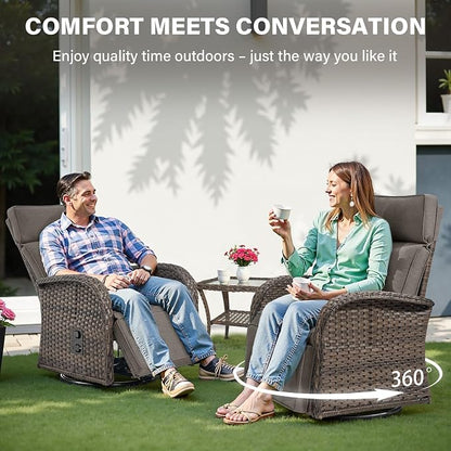 Dual-Adjust Outdoor Swivel Recliner Chair – Wicker Reclining Patio Chair - Image 8