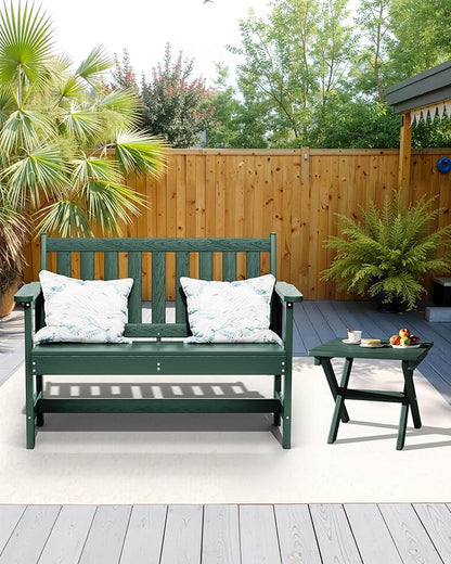 SERWALL Folding Outdoor Side Table Set of 2, Portable Adirondack Side Table, Green