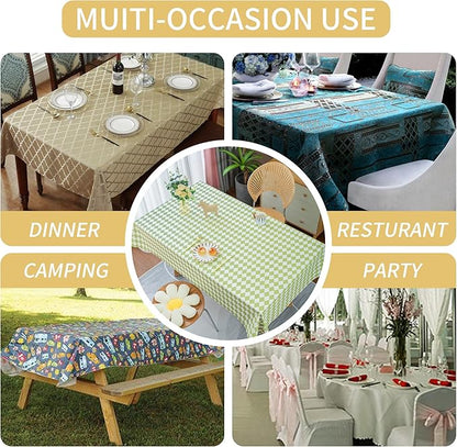 Rectangle Table Cloth,100% Waterproof Tablecloth Oil Proof Spill Proof Vinyl Table Cloth, Wipe Clean Plastic Table Cover for Dining, Camping, Indoor and Outdoor 54" x 120",Light Green