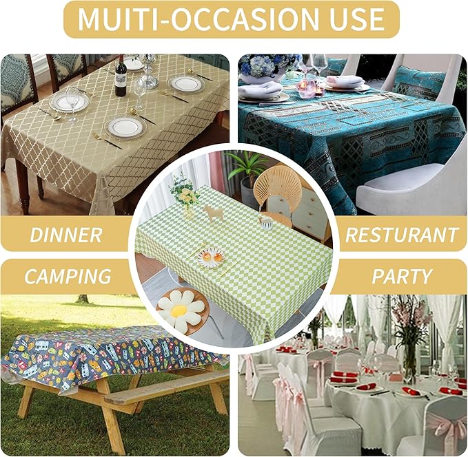 Square Table Cloth,100% Waterproof Tablecloth Oil Proof Spill Proof Vinyl Table Cloth, Wipe Clean Plastic Table Cover for Dining, Camping, Indoor and Outdoor 54" x 54",Light Green
