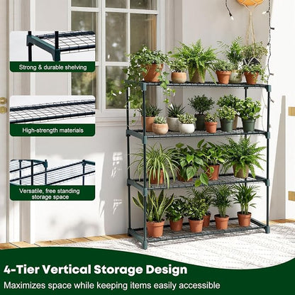 Panana 4 Tier Garden Greenhouse Steel Staging Shelving Plant Stand Garden - Image 4