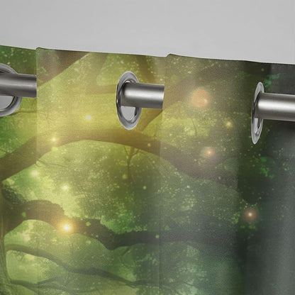 Fantasy Theme Outdoor Curtains for Patio Waterproof,Forest Pattern,Privacy, Grommet Curtains for Patio, Pergola, Porch, Deck, Lanai, and Cabana,Set of 2 Panels,42 x 84 inch,Green