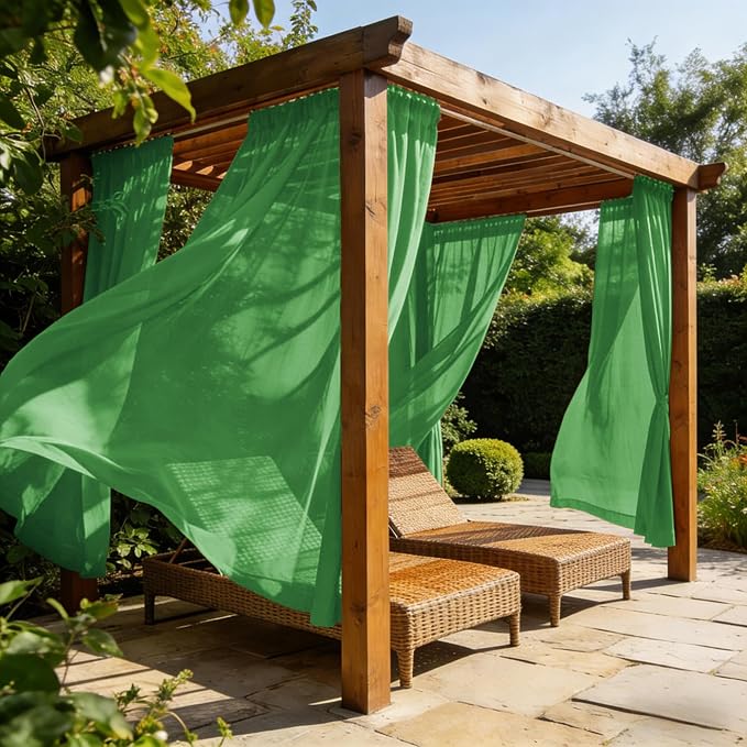 Outdoor Sheer Curtains for Patio Waterproof, 2 Panels Rod Pocket Indoor/Outdoor - Image 4