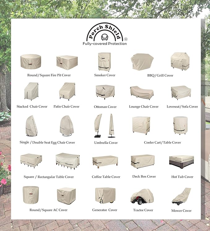 Porch Shield Fire Pit Cover - Waterproof 600D Heavy Duty Fade Resistant Square Patio Fire Pit Table Cover Beige - 40 x 40 inch