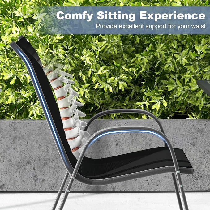 S AFSTAR Outdoor Chairs Set of 4, Stackable Patio Chairs - Image 7