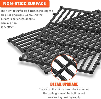 QuliMetal Grill Parts Replacement for Weber Genesis 300 Series, E310, S310, E320, E330, S330, EP310, EP320, EP330 Series Grills with Front-Mounted Control (Weber 7620+7622+7524, Black)