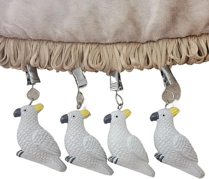 TwoFish Home Set of 4 White Parrot Resin Tablecloth Weights Clips White Parrot Handicraft Tablecloth Clamps Pack of 4