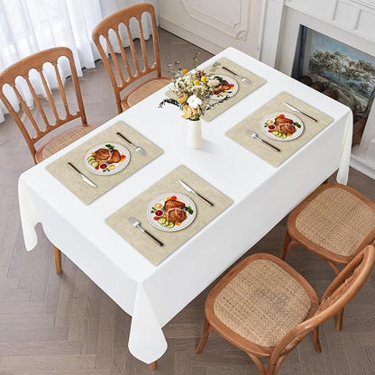 Faux Leather Heat Resistant Placemats Set of 8 – Waterproof Oilproof Wipeable Dining PU Vinyl Place Mat Easy Clean Table Mats for Kitchen/Dining/Party/Holiday, Beige