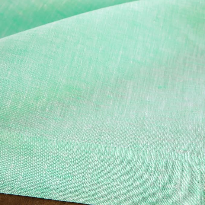 Solino Home Linen Table Runner 120 Inches Long - Athena, 100% Pure Linen Chambray Aqua Dining Table Runner 14 x 120 Inch for Winter, Spring, Easter