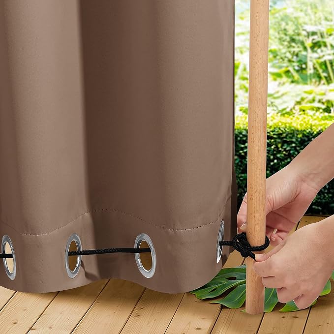 NICETOWN 2 Panels Outdoor Curtains Waterproof Extra Long W52xL108 Tan | by NICETOWN