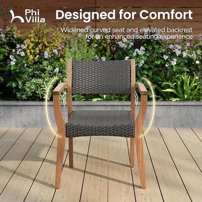 PHI VILLA 9 Pieces Acacia Wood Outdoor Dining Set for 8, Expandable Teak Wooden Table & Chairs, Large Farmhouse Furniture Set for Patio, Deck, Backyard, Porch