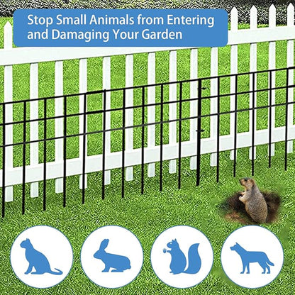 32x10-inch No Dig Animal Barrier Fence, 15 Pack Black Dig Protective Fence with 1.5 inch Spike spacing, Dog/Rabbit/Groundhog Underground Galvanized Outdoor Garden Metal Fence