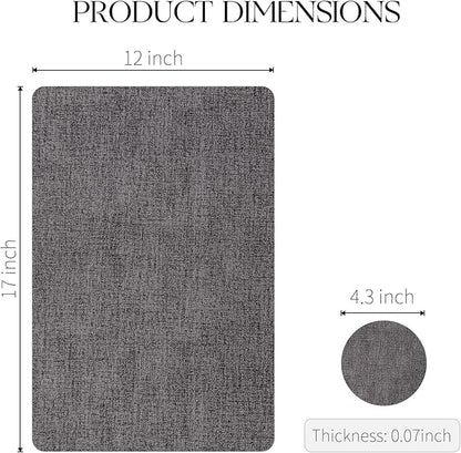MOSAYT Placemats Set of 8, Heat Resistant Vinyl Place Mats with Coasters, Wipeable Washable Waterproof Oil Proof Faux Leather Table Mats for Kitchen Dining Party Outdoor, 12" x 17", Dark Light Grey