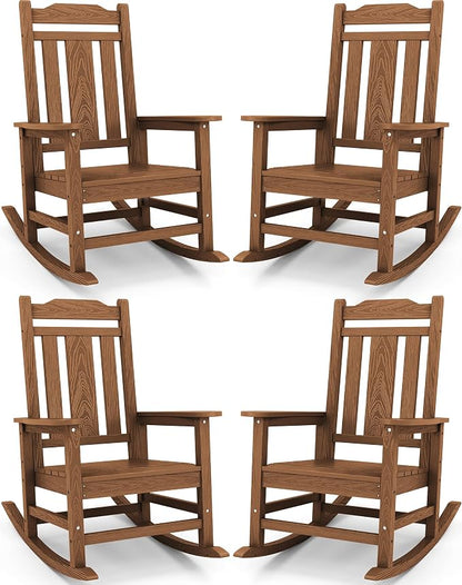 SERWALL Oversized Outdoor Rocking Chairs Set of 4, HDPE Patio Rocker, All by Unknown