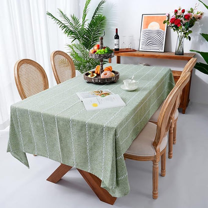 Chassic 60 x 84 inches Farmhouse Style Linen tablecloths, Wrinkle Resistant Washable Dining Room Table Cloths for Rectangle Tables - Sage Green