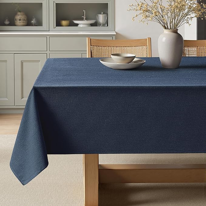 MIULEE Navy Blue Linen Polyester Tablecloth 60x104 Inch Rectangle Table Cloth Waterproof,Stain Resistant & Wrinkle Resistant for Dining Party Wedding