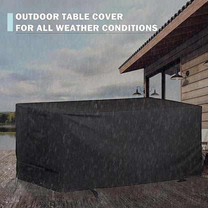 Rectangular Outdoor Table Cover Weatherproof, 64 Inch Patio Table Cover for Outdoor Dining Table, Waterproof Patio Furniture Cover for Outside Bar Table