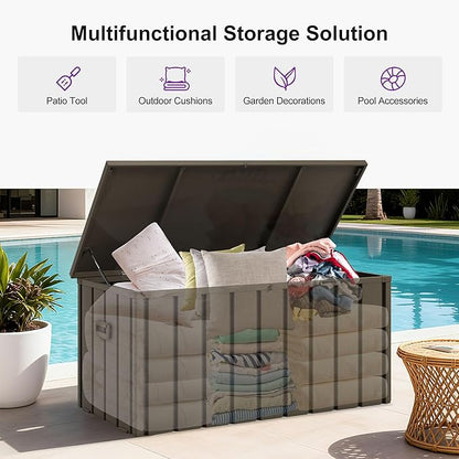 PURPLE LEAF 11 Pieces Patio Dining Set with Storage Box Wicker Teak-Finish Outdoor Furniture Rectangular Table and Chairs Set for Garden Deck Backyard Kitchen, Cushions and Pillows Included