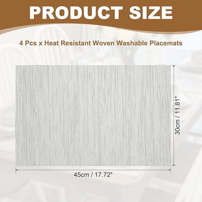 uxcell Faux Linen Placemats, 12x18 Inch Heat Resistant Place Mats Machine Washable Non-Slip Cloth Placemats for Dining Table Kitchen Indoor Outdoor Home Decoration(Gray,4Pcs)